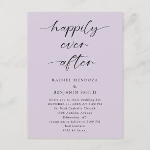 Happily Ever After Wedding Script Purple Elegant Postcard
