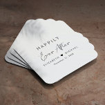 Happily Ever After Wedding Square Paper Coaster<br><div class="desc">Chic paper coasters for your wedding reception,  rehearsal dinner,  engagement party and other wedding celebrations featuring "Happily Ever After" in simple typography and a stylish modern script,  your names joined by a heart and your wedding date.</div>
