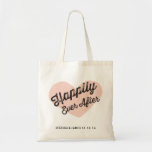 Happily Ever After Wedding Tote Bag<br><div class="desc">"Happily Ever After"  tote bag with retro script inside of a light pink-peach heart. Customise-able names and wedding date. Perfect for wedding favours or wedding weekend welcome basket.</div>
