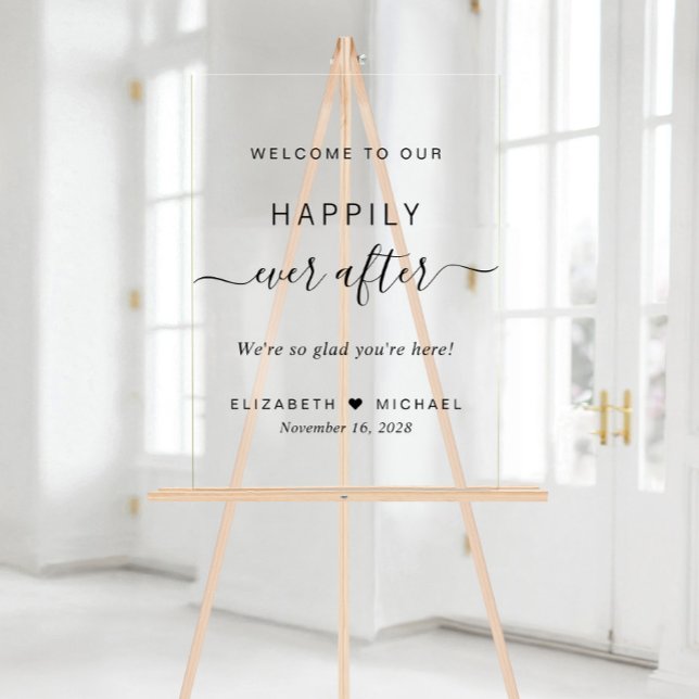 Happily Ever After Wedding Welcome Acrylic Sign (Creator Uploaded)
