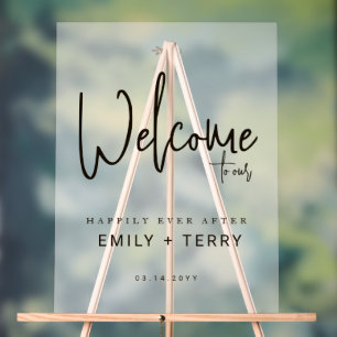 Happily Ever After Wedding Welcome Frosted Acrylic Sign