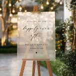 Happily Ever After Wedding Welcome Reception Sign<br><div class="desc">Welcome guests to your celebration with this "Happily Ever After" wedding reception sign, a perfect blend of elegance and modern charm. Featuring graceful calligraphy on a classic black and white backdrop, this sign adds a warm and sophisticated touch to your entrance. Ideal for setting a romantic tone, it invites loved...</div>