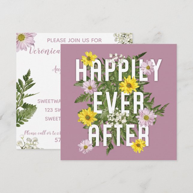 Happily Every After Dusty Rose Bridal Shower Invitation (Front/Back)
