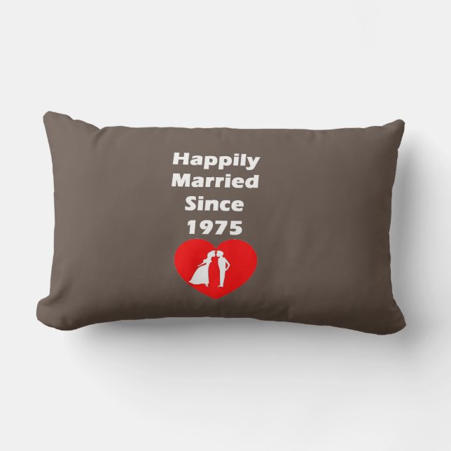 Happily Married Since 1975 Lumbar Cushion (Front)
