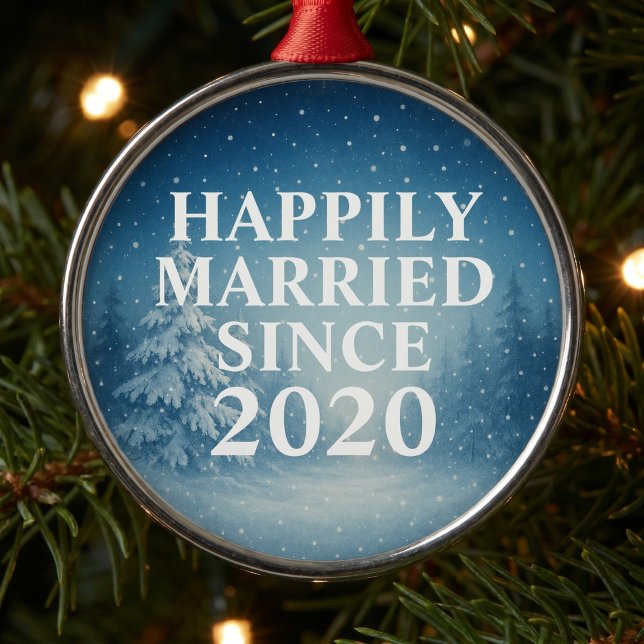 Happily Married Since Custom Couples Metal Tree Decoration (Creator Uploaded)