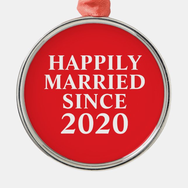 Happily Married Since Custom Couples Metal Tree Decoration (Front)