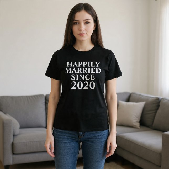 Happily Married Since Custom Couples T-Shirt (Creator Uploaded)