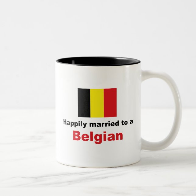Happily Married To A Belgian Two-Tone Coffee Mug (Right)