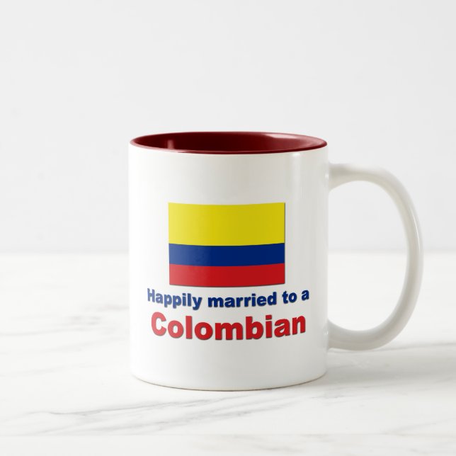 Happily married to a Colombian Two-Tone Coffee Mug (Right)