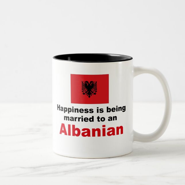 Happily Married To Albanian Two-Tone Coffee Mug (Right)