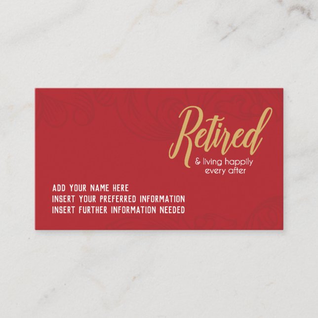 Happily Retired Business Cards (Front)