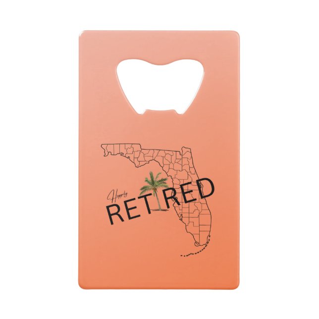 Happily Retired Florida Map and Tropical Palm Tree (Front)