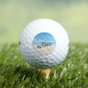 Happily Retired Florida Tropical Beach & Palm Tree Golf Balls