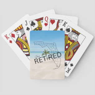 Happily Retired Florida Tropical Beach & Palm Tree Playing Cards