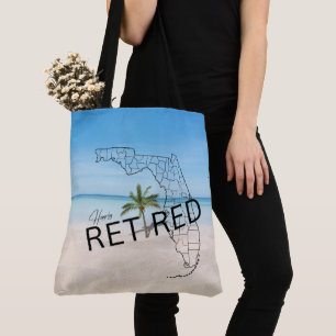 Happily Retired Florida Tropical Beach & Palm Tree Tote Bag