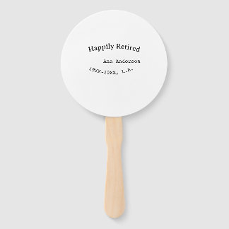 Happily Retired name year place simple keepsake me Hand Fan