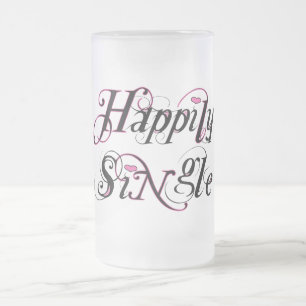 Happily Single Frosted Glass Beer Mug