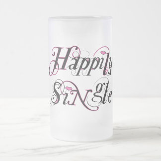 Happily Single Frosted Glass Beer Mug