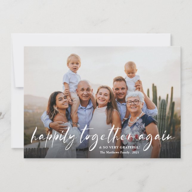Happily Together Again Modern Photo Holiday Card (Front)