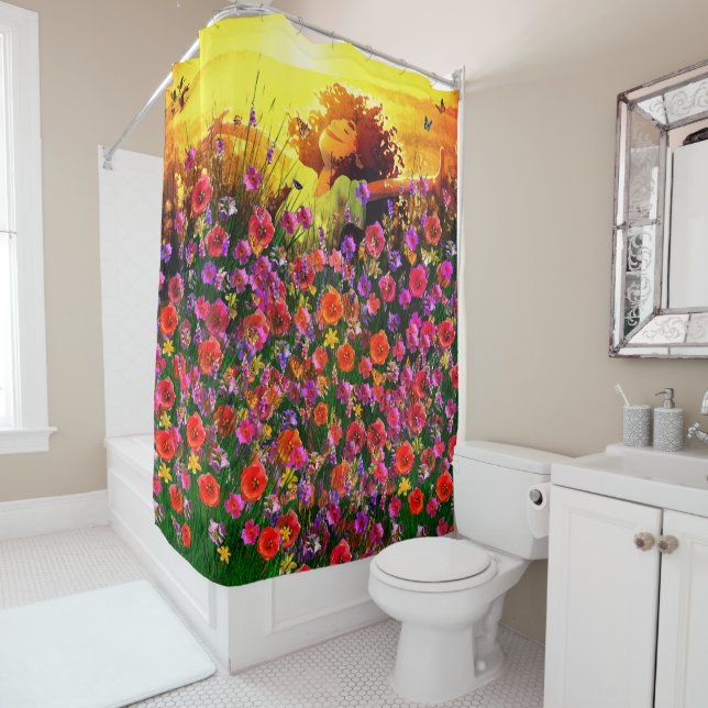 Happines Flower Garden  Shower Curtain (In Situ)