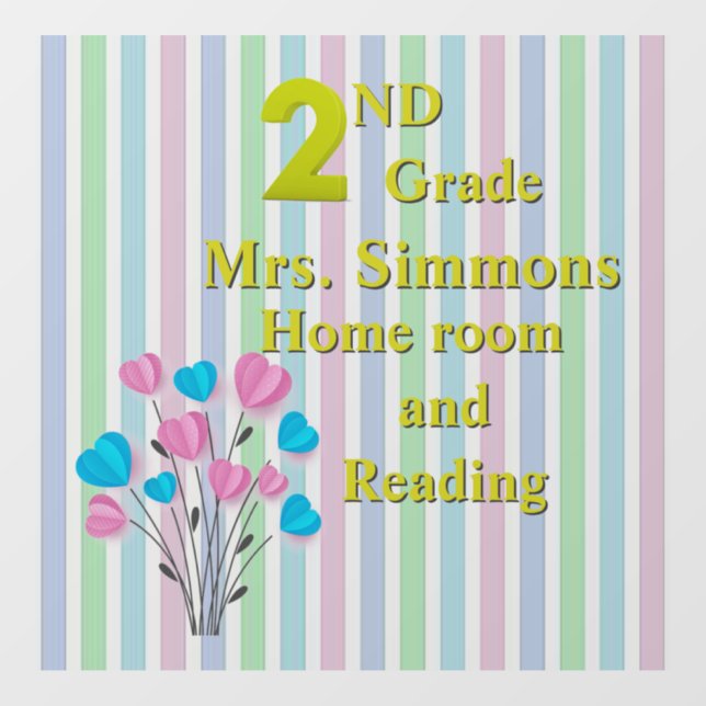 Happiness 2nd Grade School Room Window Cling (Sheet)