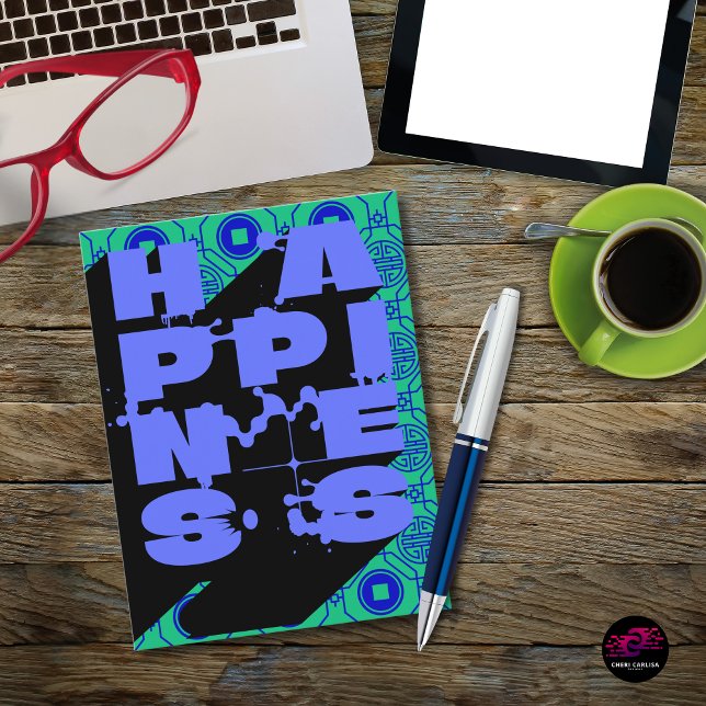 HAPPINESS — A Bold Abstract Word Design Postcard (Happiness, pocket-sized.)