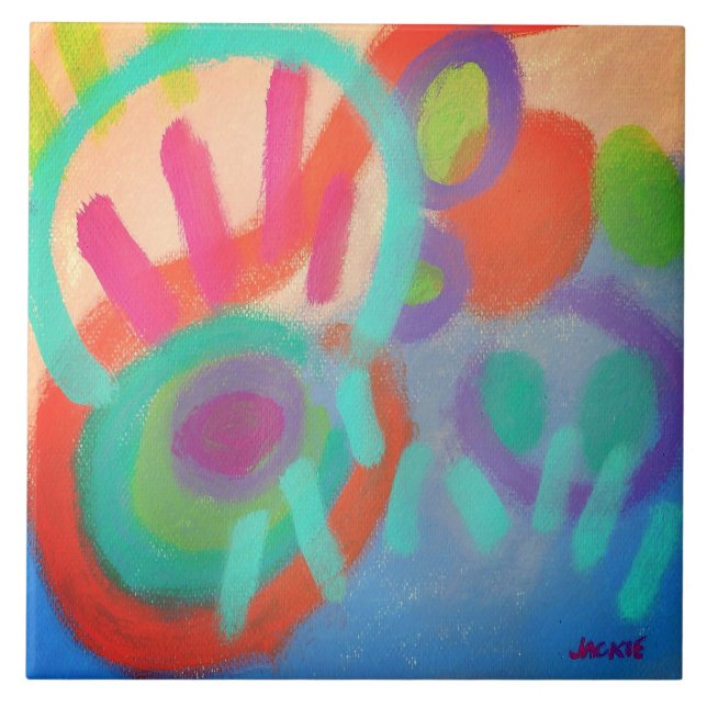 Happiness Abstract Acrylic Painting Tile (Front)