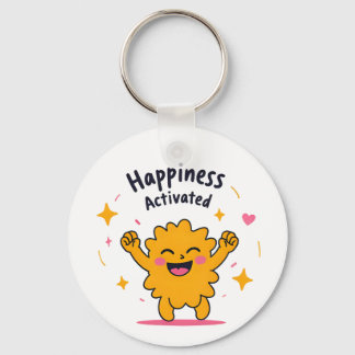 Happiness Activated – Cute Doodle Joy Character Key Ring