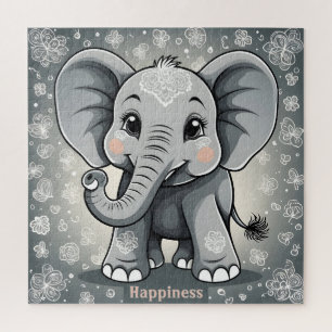Happiness Baby Elephant AI Fantasy Digital Art Jigsaw Puzzle