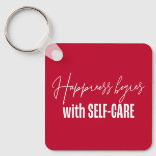Happiness begins with self-care key ring