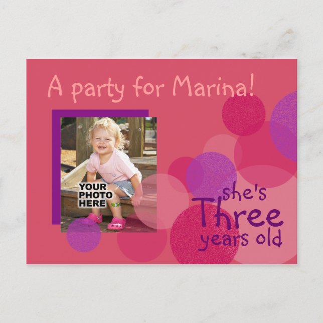 Happiness Birthday Party Invitation (rose) (Front)