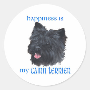 Happiness Black Cairn Terrier Classic Round Sticker