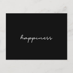 Happiness black minimalist postcard