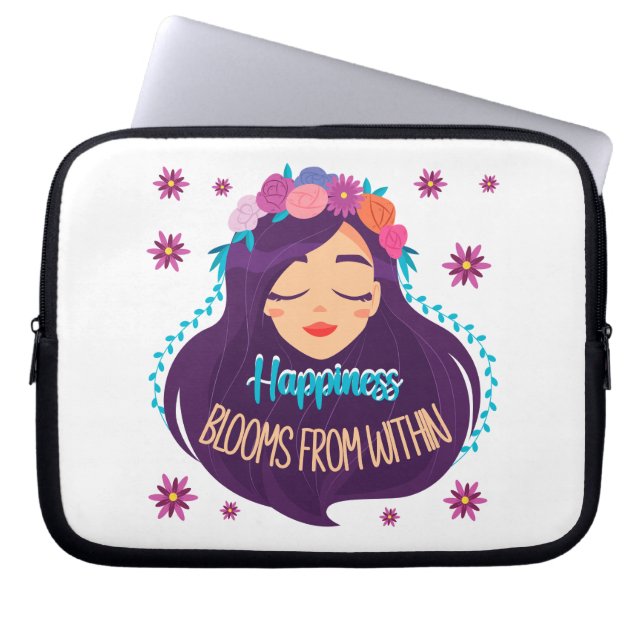 Happiness Blooms From Within Laptop Sleeve (Front)