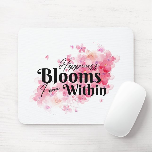 Happiness Blooms From Within Mouse Mat (With Mouse)