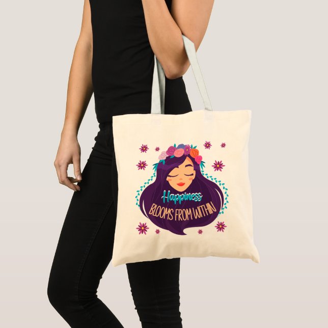 Happiness Blooms From Within Tote Bag (Front (Product))