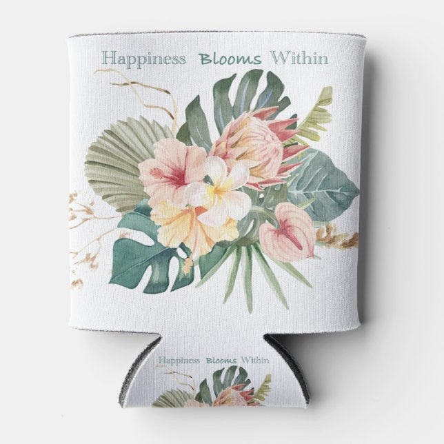 Happiness Blooms Within Can Cooler (Front)