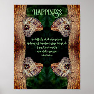 Happiness Brown Butterfly Abstract Inspirational Poster