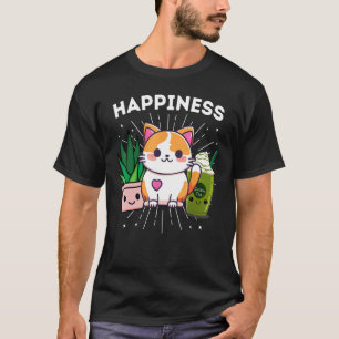 Happiness Cats Plants Iced Matcha Green Tea Funny T-Shirt