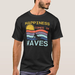 Happiness Comes In Waves Cool Retro Kitesurfers Oc T-Shirt