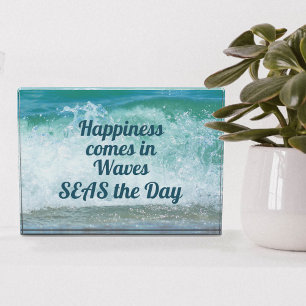 Happiness Comes in Waves Seas the Day Beautiful Photo Block
