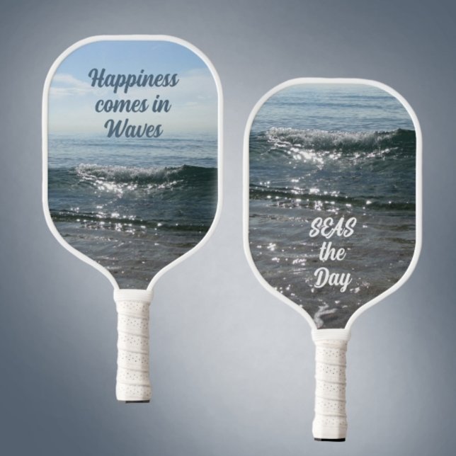 Happiness Comes in Waves SEAS the Day Blue Pickleball Paddle (Creator Uploaded)