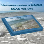 Happiness Comes in Waves Seas the Day  Trifold Wallet<br><div class="desc">Happiness comes in WAVES... SEAS the Day! Waves breaking on the shoreline and ocean freighters offshore on the distant horizon are a common, yet beautiful, ocean view from Fort Lauderdale Beach Florida. It is a seascape of sand, sea, and surf captured on these wallets with a motivational play on words....</div>