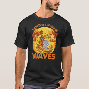 Happiness Comes In Waves Surfing Cat Surf 1 T-Shirt