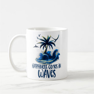 Happiness Comes In Waves Wave Surfer Surf  Coffee Mug