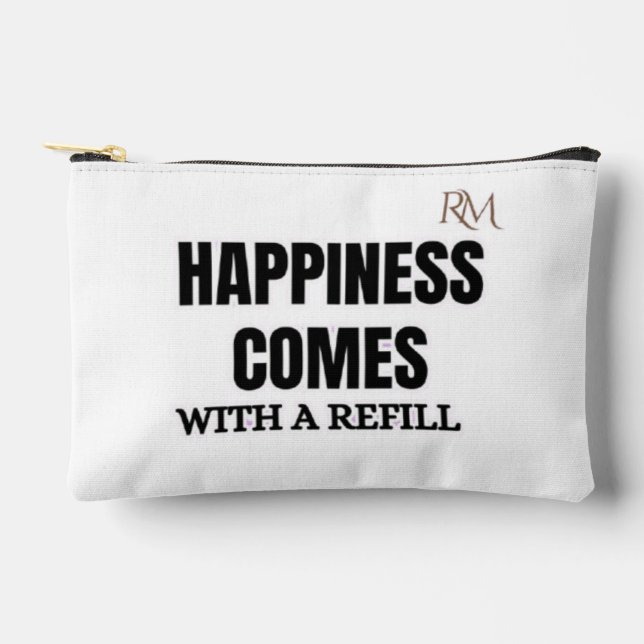 Happiness Comes With a Refill Funny Coffee Design Accessory Pouch (Front)