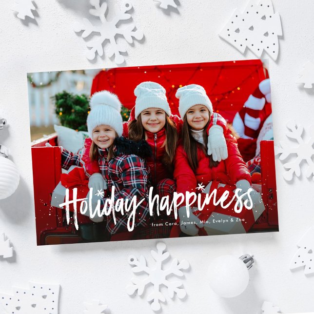 Happiness cute simple one photo family Christmas Holiday Card (Creator Uploaded)