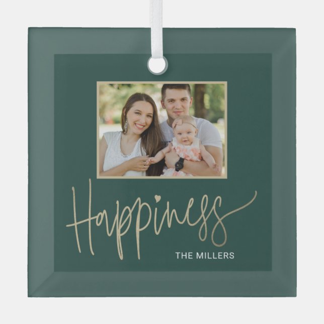 Happiness Editable Colour Custom Photo Ornament (Front)