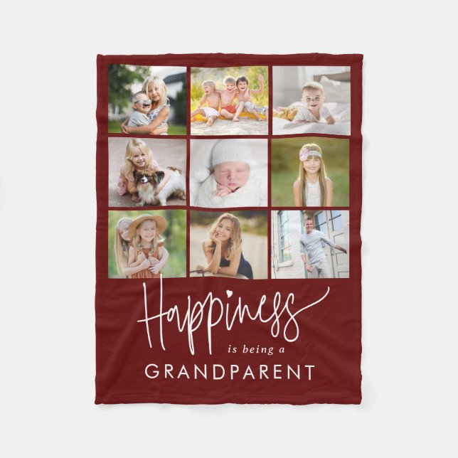 Happiness Editable Colour Photo Collage Blanket (Front)
