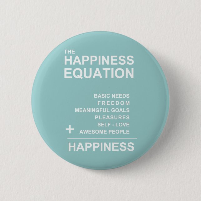 Happiness Equation 6 Cm Round Badge (Front)